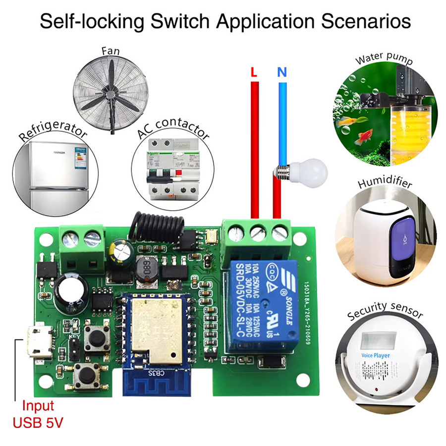 Tuya Smart Wifi Licht Controller 1-Gang Relais mit 433 RF Empfänger für Tor und Garage, kompatibel mit Tuya App, 7-32V 85-250V, 10A - Bild 3