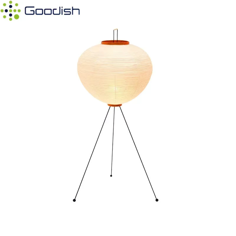 Japanische Wabi-Sabi Retro LED-Stehlampe aus Reispapier und Metall in Weiß oder Schwarz für dein Schlafzimmer - Bild 3