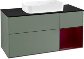 V&B Waschtischunterschrank Finion mit Wandbeleuchtung, Breite: 120 cm, Tiefe: 50,1 cm, Höhe: 50,1 cm, lackiert in Blau matt - Bild 1