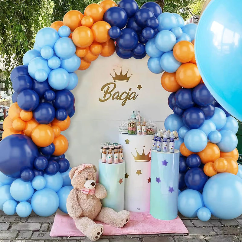 114-teiliges Latex-Ballonbogen-Set in Blau und Orange für Geburtstag und Hochzeit - Bild 4