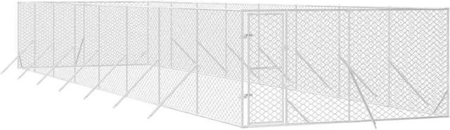 vidaXL Outdoor-Hundezwinger aus verzinktem Stahl in Silber B: 4 m, T: 16 m, H: 2 m - Bild 1