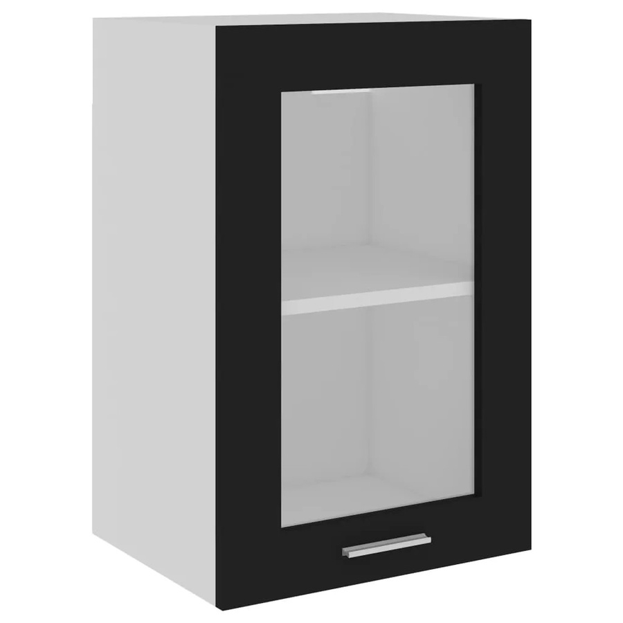 vidaXL Hängeglasschrank Schwarz mit Glastüren und Regalböden, B/T/H: 40 x 31 x 60 cm - Bild 2