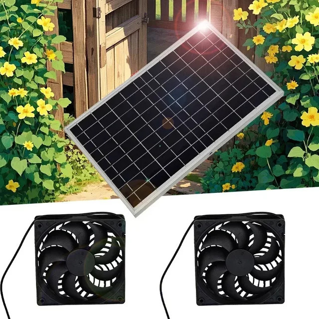 EESBAO Solar-Abluftventilator zur Belüftung und Kühlung von Tierhäusern in Schwarz - Bild 1