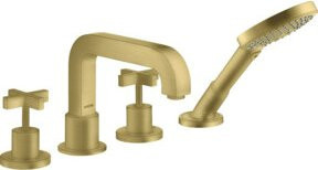 Hansgrohe Axor Citterio Fertigmontageset für die Dusche mit Handbrause und Regendusche in Brushed Brass - Bild 1