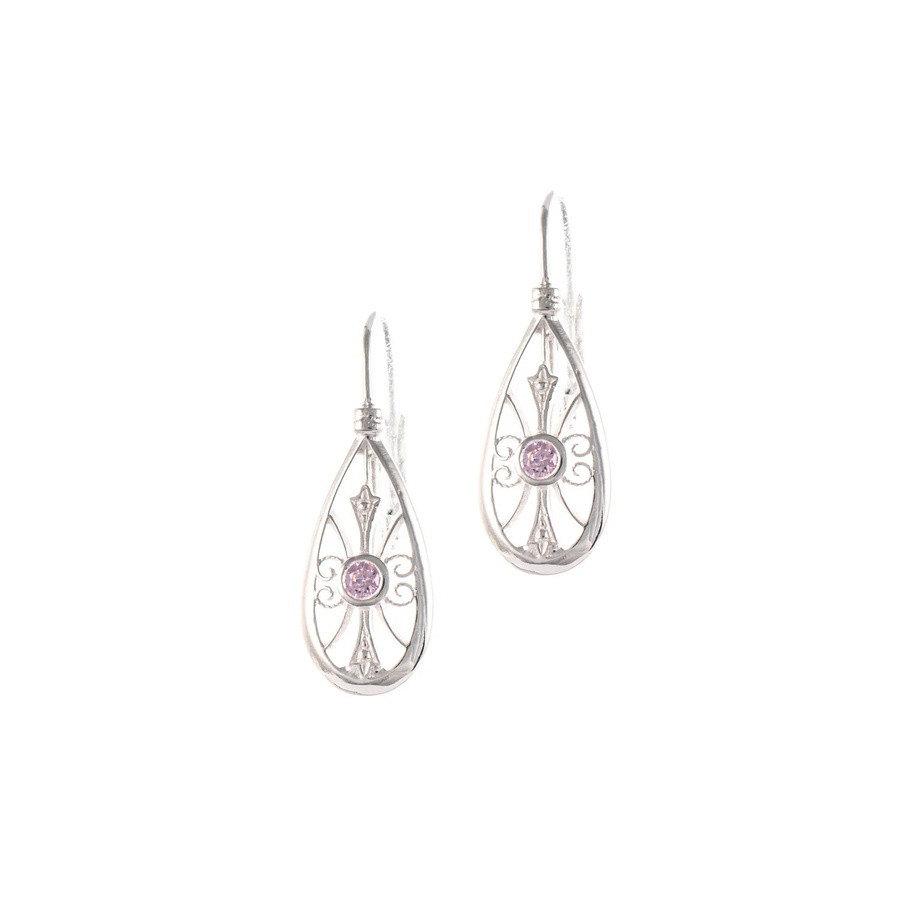 Ohrringe Dirndl Funkeln, 925 Silber, Zirkonia, rosa, Damen - Bild 1