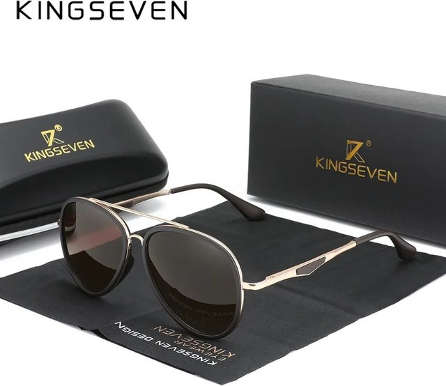 Kings even Sonnenbrille Aviator, Vollrand, Metall, schwarz, polarisiert, Herren - Bild 1