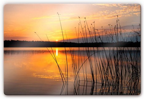 K&L Wall Art Glasbild Sonnenuntergang am See in Multicolor und Orange, B: 60 cm, H: 40 cm - Bild 1