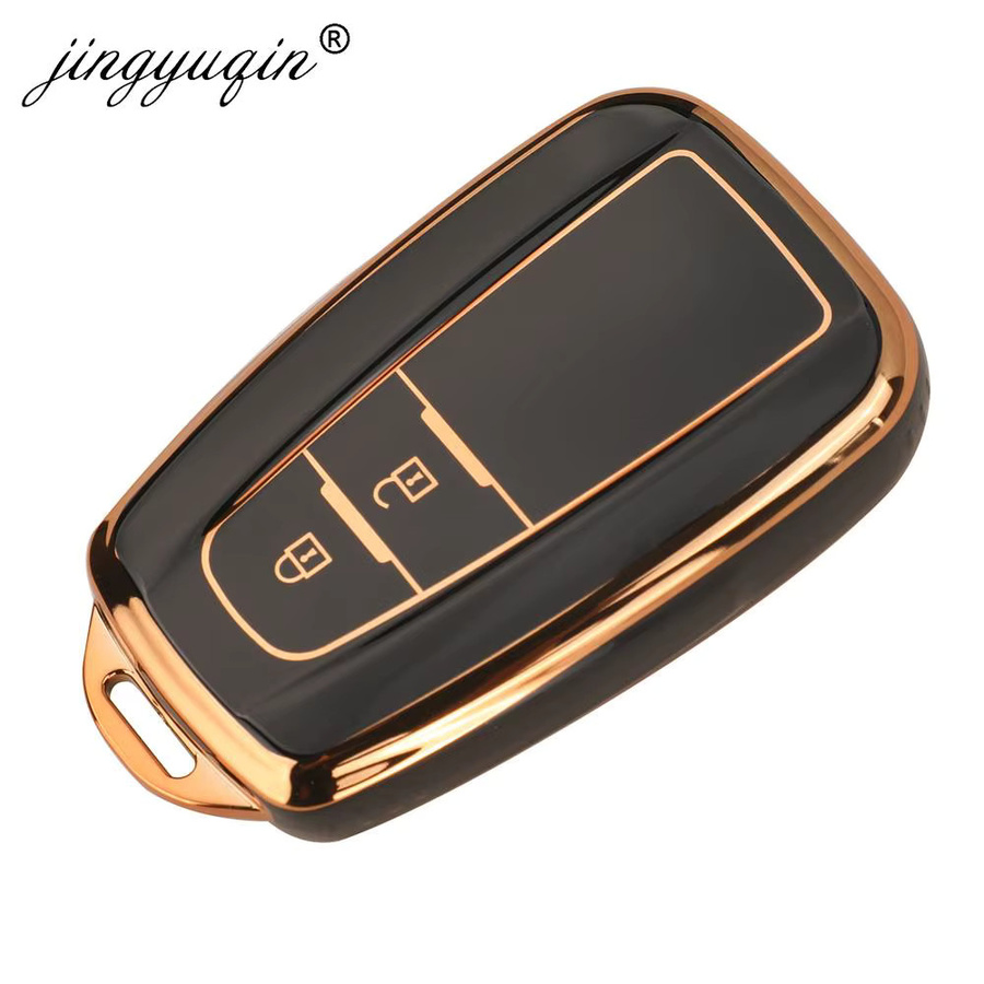 Jingyuqin TPU Autoschlüsselhülle für Toyota Prius Camry Corolla CHR C-HR RAV4 Land Cruiser Prado, Schwarz - Bild 2