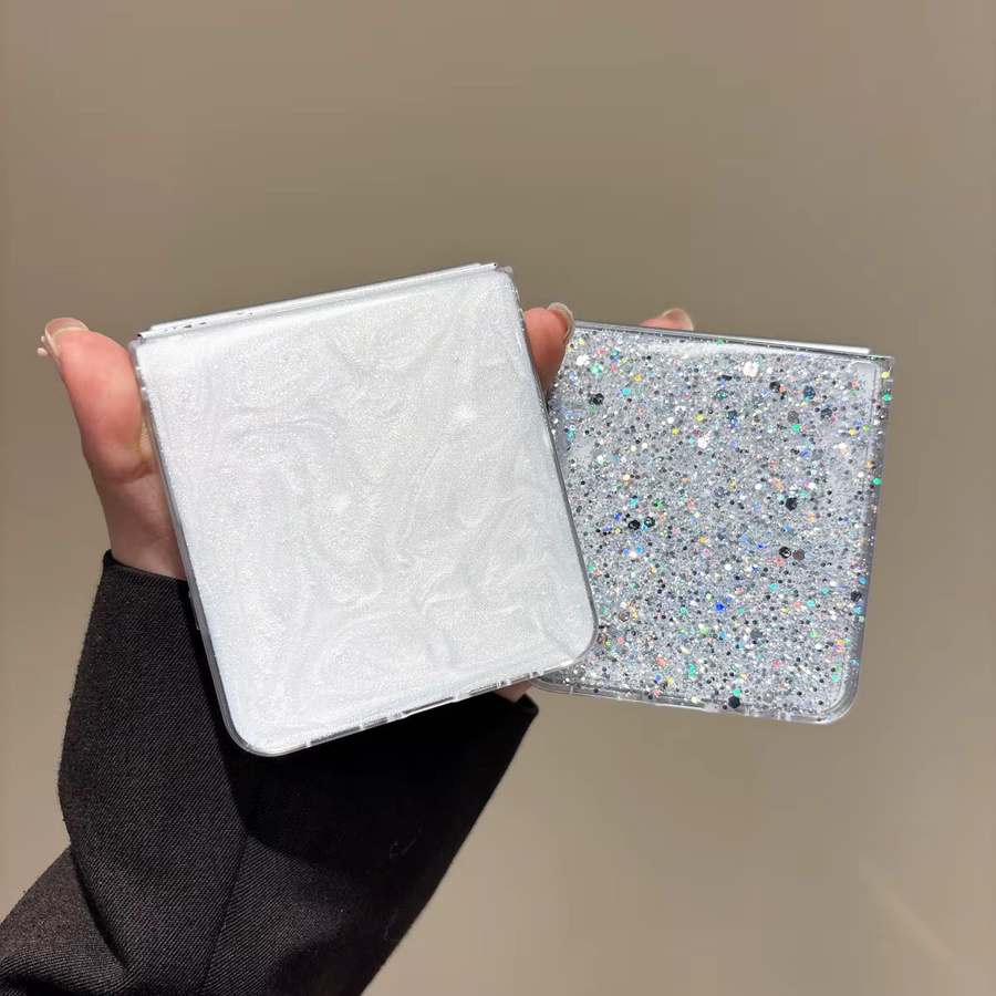 Silberne Glitzer-Pailletten Schutzhülle für Samsung Galaxy Z Flip 7, 6, 5, 4, 3 in Weiß - Bild 2