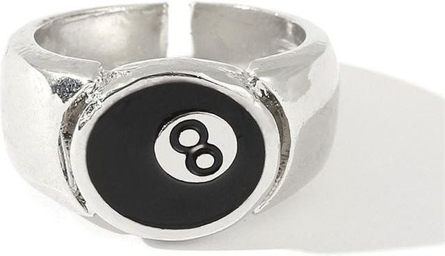 Ring Schwarze Pool Billard Kugel Nummer 8, Messing, Unisex - Bild 1
