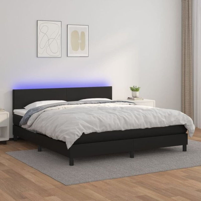 Vidaxl Boxspringbett mit Matratze in Schwarz aus Kunstleder und Holzwerkstoff, B/T/H: 180 x 200 x 78 cm - Bild 1