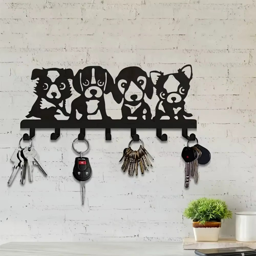 Schwarzer Wandhaken aus Metall in Hundeform als dekorativer Schlüsselhalter für Wandmontage - Bild 3