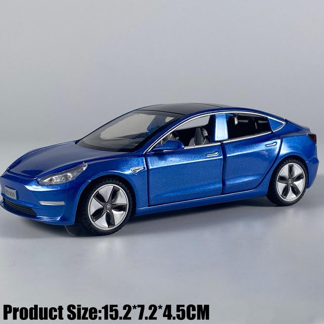 Model 3 Mittelklasse Luxuslimousine, Modellauto, Metall, Blau, 1:32 - Bild 1