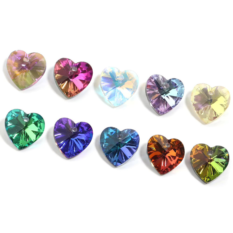 Charms Anhänger, Herzförmig, Kristall Glas, Aurora Farbe, Bunt - Bild 3