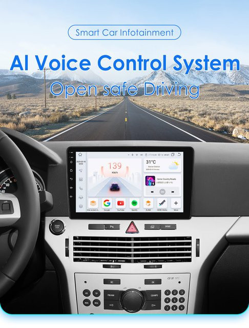 OSSURET 9 Zoll Wireless Carplay und Android Auto Autoradio für OPEL ASTRA H 2006-2014 mit GPS und 360 Grad Kamera in Schwarz - Bild 1