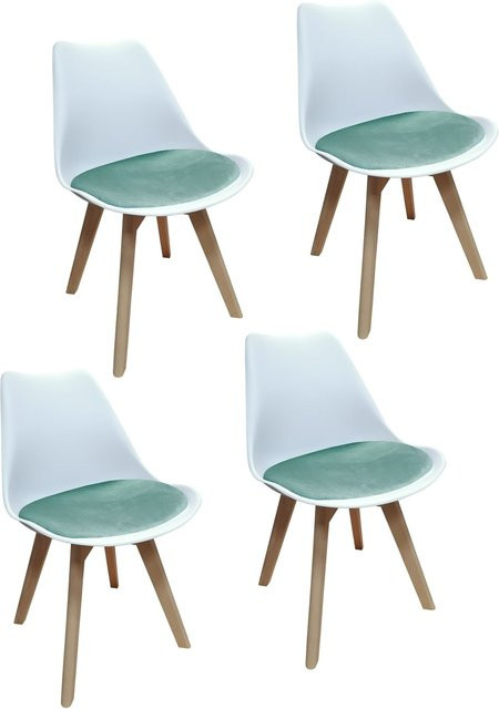 HTI-Living Stuhl Atlanta Modern in Weiß und Türkis Velvet - Bild 1