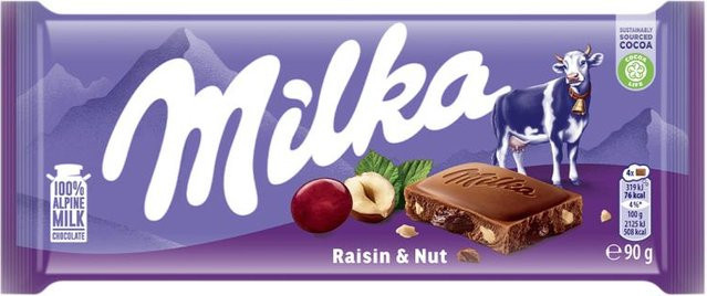 Milka Vollmilchschokolade Rosinen & Nüsse 90 g - Bild 1