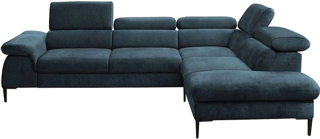 Pascal Morabito Schlafsofa Sepina L-Form in Marineblau mit Stoffbezug und Schlaffunktion - Bild 1