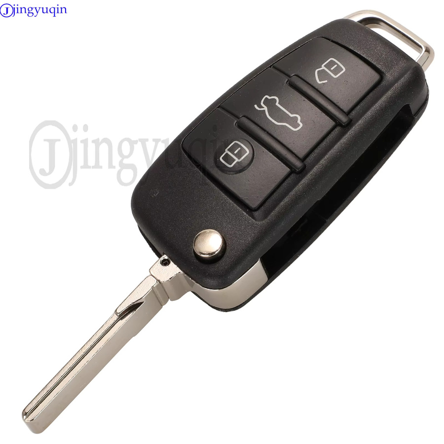 Jingyuqin Auto Fernbedienung Ersatzschlüssel für Audi mit ID48 Chip und 3 Tasten, 315 MHz, Schwarz - Bild 2