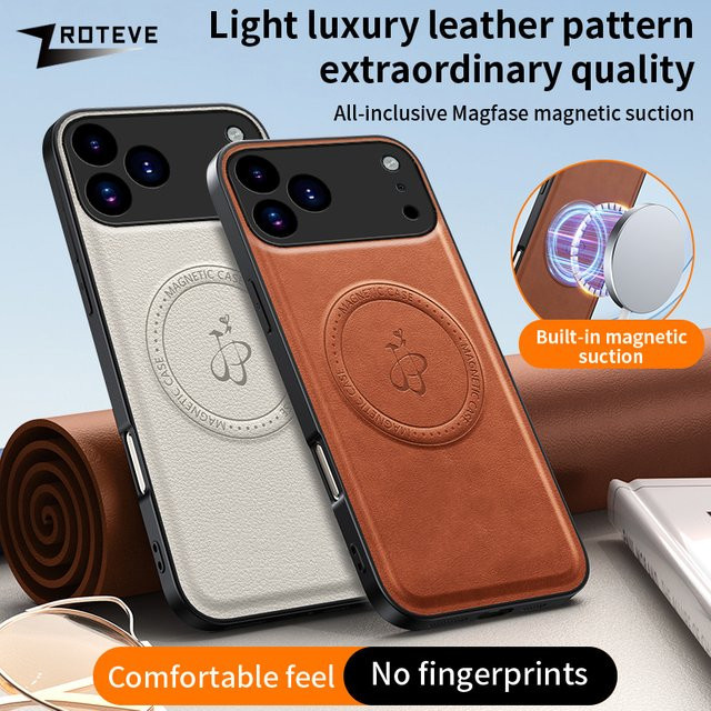 Zroteve MagSafe Magnetische PU Leder Schutzhülle für iPhone 17 16 15 14 13 12 Pro Max Plus Air - Bild 1