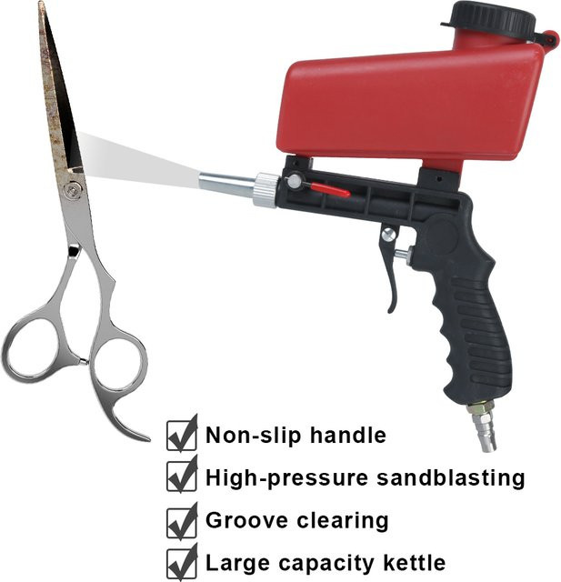 NICEYARD Handheld Pneumatische Strahlpistole Set, Tragbare Schwerkraft Sandstrahlmaschine mit 90psi, Einstellbare Sandstrahlpistole - Bild 1