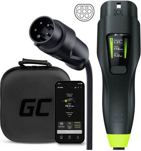 Green Cell Habu EV Mobile Ladestation Typ 2 16A 11kW mit App in Schwarz - Bild 1