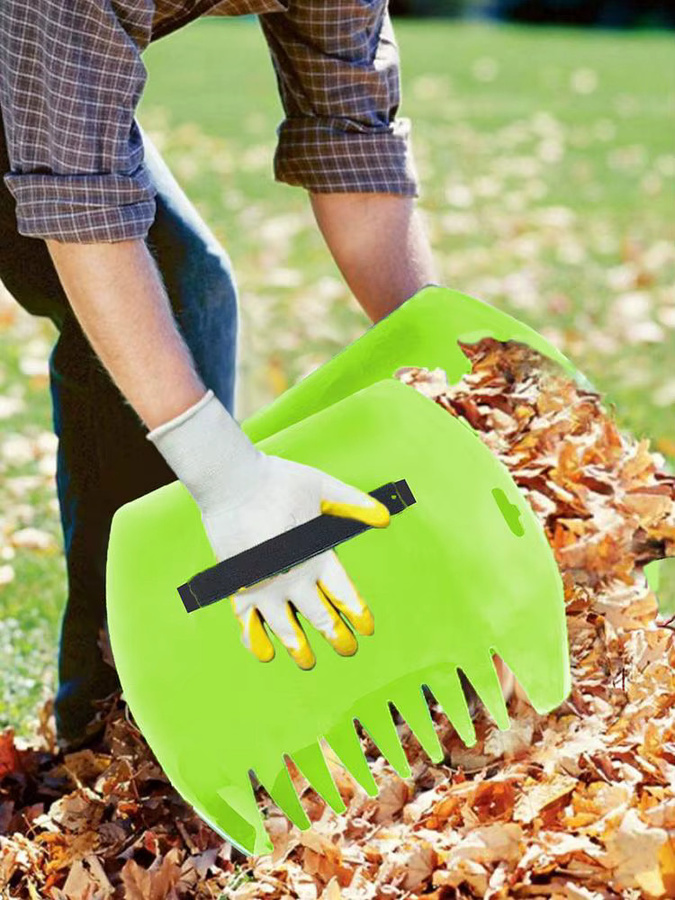 Grüner Blattgreifer als Handrechen und Krallen zur Reinigung von Rasen, Hof und Pool von Herbstblättern und Tannennadeln - Bild 5