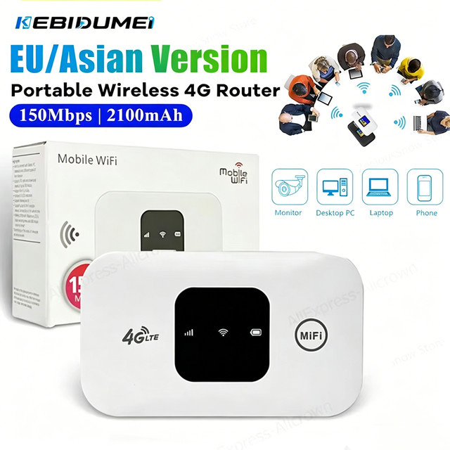 KEBIDUMEI 4G LTE Wireless Router Mobiler WLAN-Hotspot mit SIM-Kartensteckplatz in Weiß - Bild 1