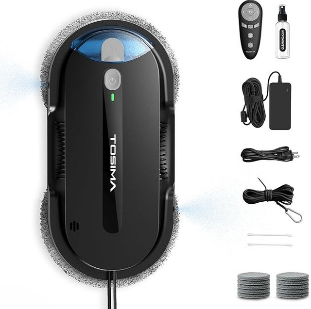 TOSIMA X1 Fensterreinigungsroboter mit 6400Pa Saugkraft, doppeltem Ultraschall-Spray und Edge-Cleaning in Schwarz - Bild 1