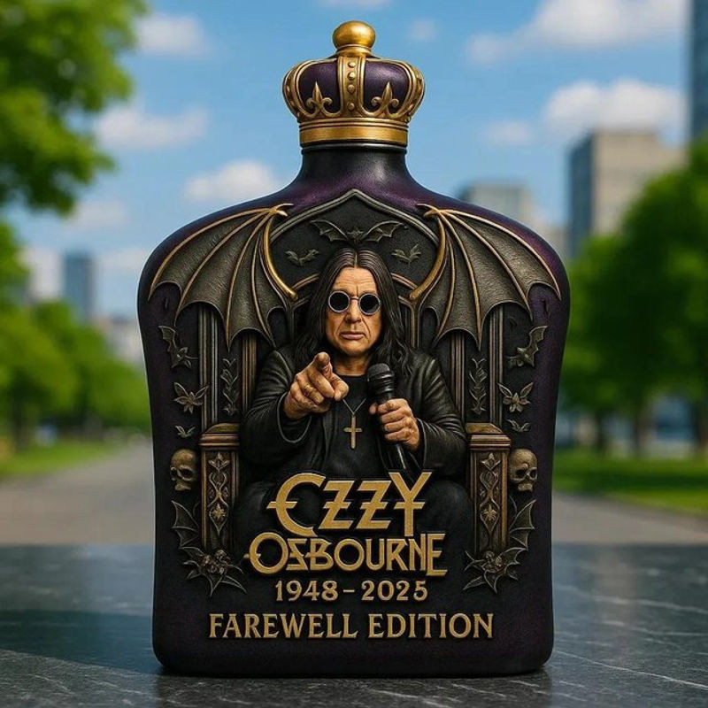 Jie Ozzy Osbourne Zurück zum Anfang Gedenk-Whiskeyflasche aus Glas, Schwarz, 301-400ml - Bild 1