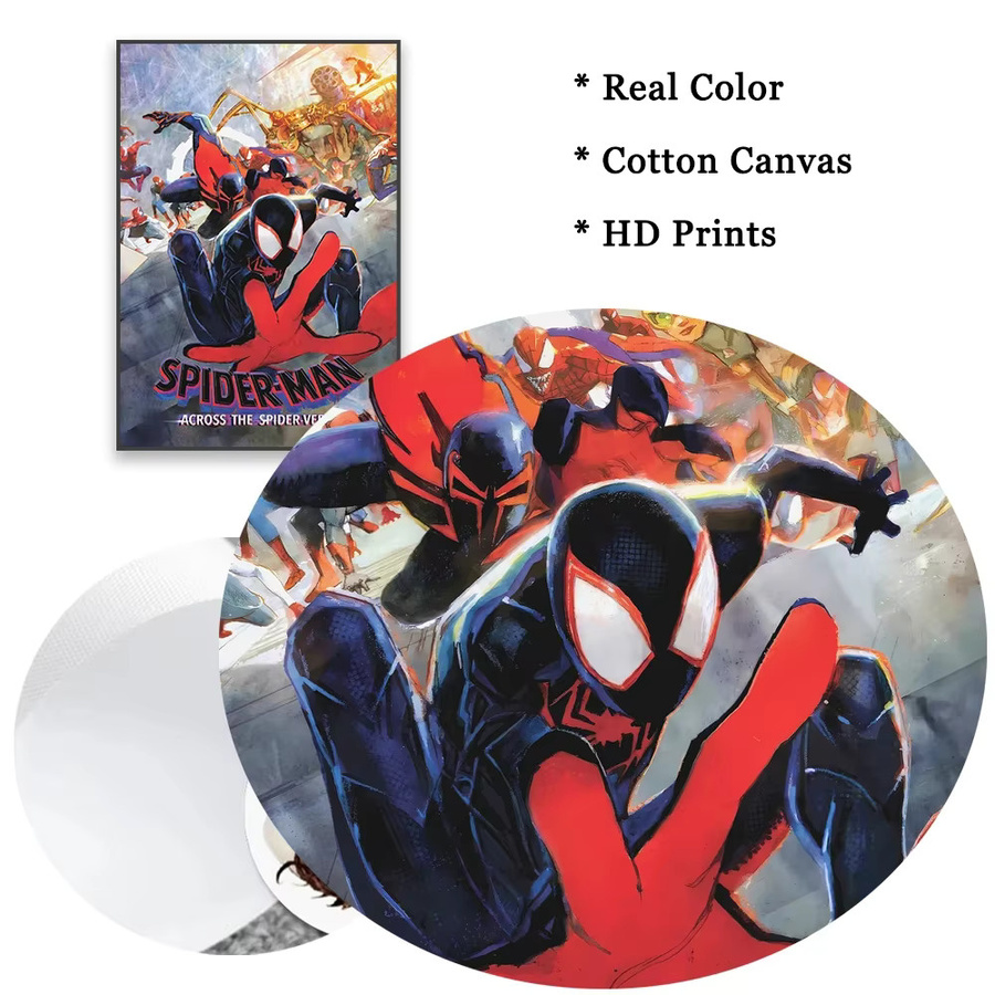 Rahmenloser Leinwanddruck Spider-Man: Across the Spider-Verse Superheld Poster von Kayou in Multicolour - Bild 4