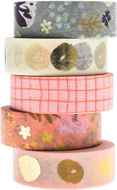 Rico Design Paper Poetry Washi Tape Set Crafted Nature, Mehrfarbig, 5 Stück, Breite: 1,5 cm, Länge: 10 m - Bild 1