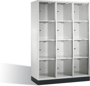 C+P Schließfachschrank Intro XL mit 12 Fächern und Acrylglastüren, Korpus Lichtgrau, H: 175 cm, B: 122 cm, T: 50 cm - Bild 1