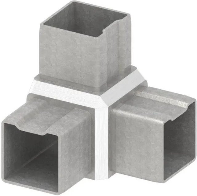 FeNau Eckstück V4A 3-Fach Steckverbindung 90 Grad für Rohr 40 x 40 x 2,0 mm, Silber - Bild 1