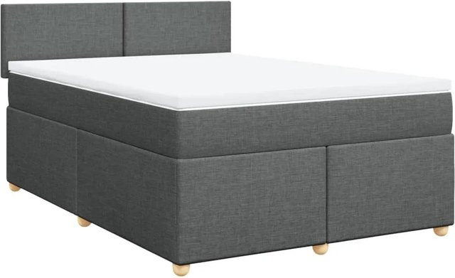 vidaXL Boxspringbett mit Matratze Dunkelgrau B/T/H: 140 x 200 x 100,5 cm mit USB-Anschluss und Unterbettbeleuchtung - Bild 1