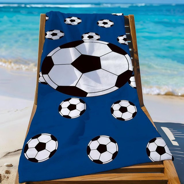JMG Household Supplies Fußball Handtuch aus Mikrofaser, blau, sandfest und schnelltrocknend, B/H: 40 x 70 cm - Bild 1
