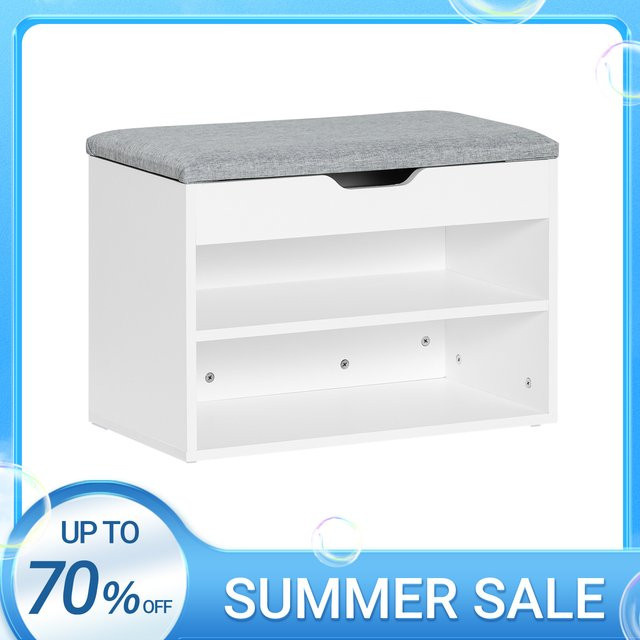 SoBuy Schuhbank FSR25-HG mit Sitzfläche und Schuhregal aus MDF in Weiß-Grau, B/T/H: 60 x 43 x 30 cm - Bild 1