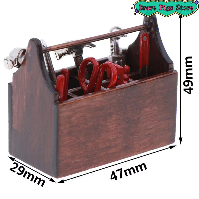 GCDHome Miniatur Holz Toolbox Set als Desktop Dekoration in Braun im rustikalen Design - Bild 6