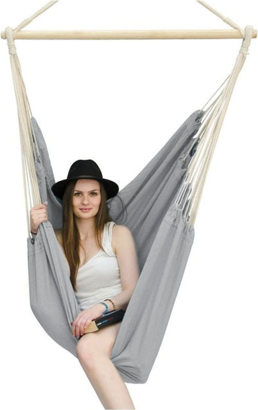 AMANKA XXL Hängesessel aus Baumwolle für 2 Personen, Grau, B: 185 cm, T: 130 cm - Bild 1