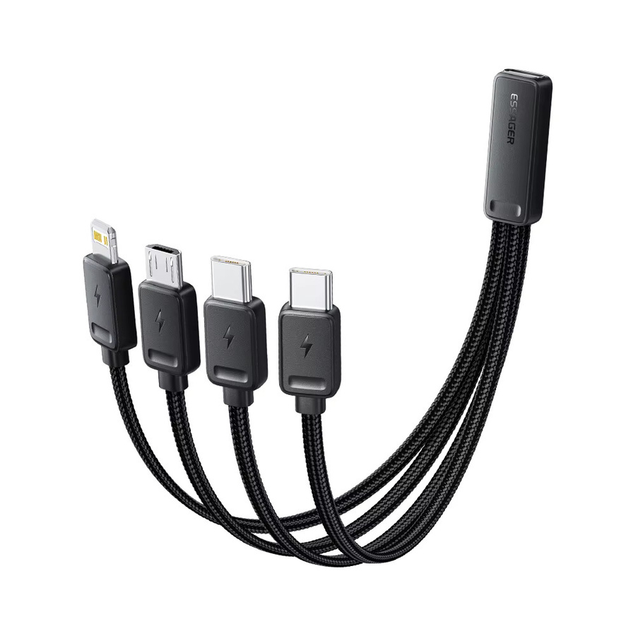 Essager 4-in-1 Mehrfach-Ladekabel mit USB-C, Micro-USB und Lightning in Schwarz - Bild 7