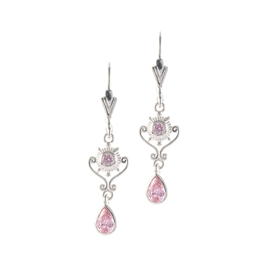 Ohrringe 925 Silber, Zirkonia, rosa, Damen - Bild 1