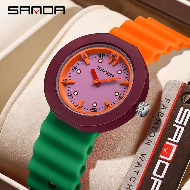 SANDA Kinder-Quarzuhr, Grün, Silikonarmband - Bild 1