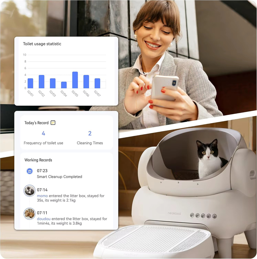 NEAKASA M1 Weiße Automatische Katzentoilette mit Offenem Design und App-Steuerung - Bild 4