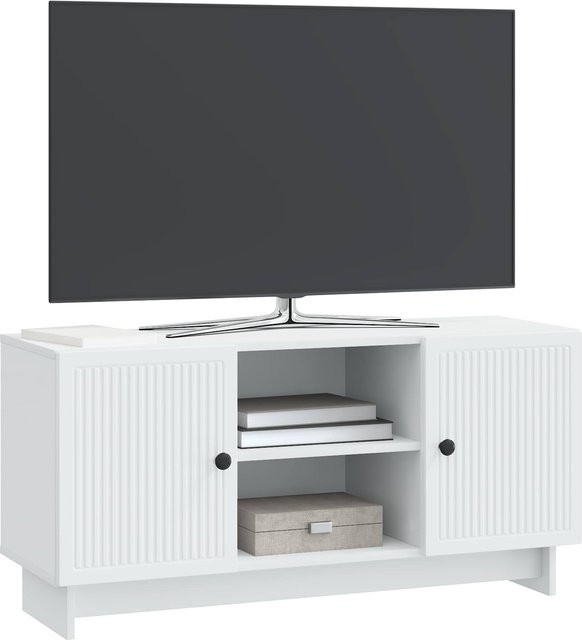 TV-Ständer VD Home Furnishing in Weiß im Vintage-Design aus Holzwerkstoff, B/T/H: 102 x 34,5 x 50 cm - Bild 1