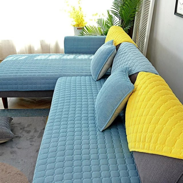 Staubdichter und rutschfester Sofakissenbezug von Your Warm Home in Blau, B/B: 70 x 70 cm - Bild 1