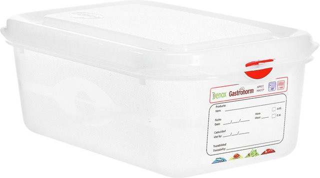 Denox GN-Kunststoffbehälter Dena 1/4, transparent, 6er Pack, B/T/H: 16,2 x 26,5 x 10 cm - Bild 1