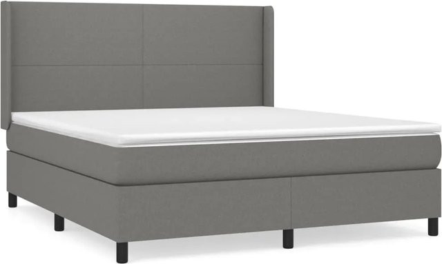 vidaXL Boxspringbett mit Matratze und Kopfteil in Dunkelgrau, Hybrid-Bett mit Taschenfederkern, B/T/H: 160 x 200 x 118 cm - Bild 1