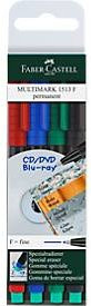 Faber-Castell Multimark 1513 Folienstifte, 4er-Set, permanent, Farben: Blau, Grün, Schwarz, Multicolour, Strichstärke: 0,4 mm, fein - Bild 1