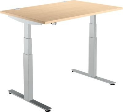 Schäfer Shop Select Schreibtisch DRIVE UP 2, elektrisch höhenverstellbar, Rechteck mit T-Fuß, Farbe Ahorn/weißaluminium, B/T/H: 120 x 80 x 63-129 cm - Bild 1