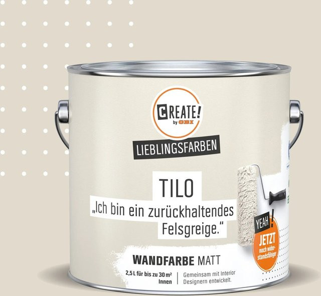 CREATE! by OBI Wandfarbe Lieblingsfarbe Tilo Felsgreige Matt, 2,5 l - Bild 1